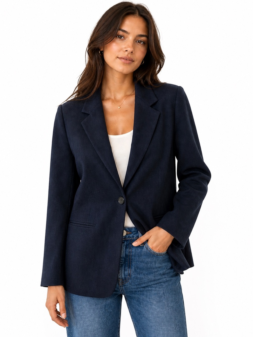 Vintage 90s Black Tailored Blazer Structured Minimalist Career Women M